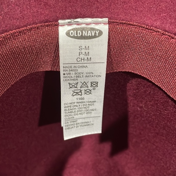 Old Navy®️ Wool Hat - Maroon with Black Faux Leather Trim detail - Picture 7 of 7